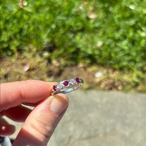 Elegant Silver Sterling and Red Gemstone Ring